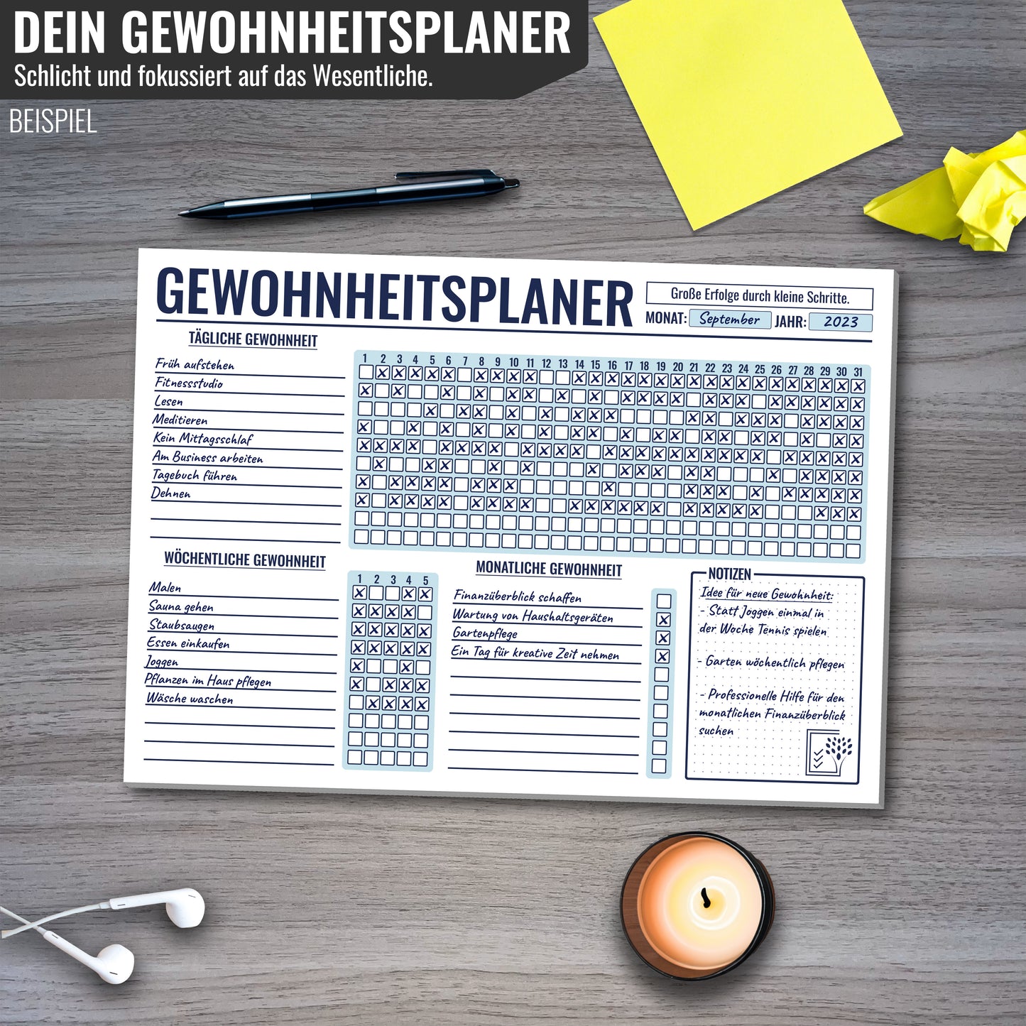 GEWOHNHEITSPLANER - Positive Routinen etablieren