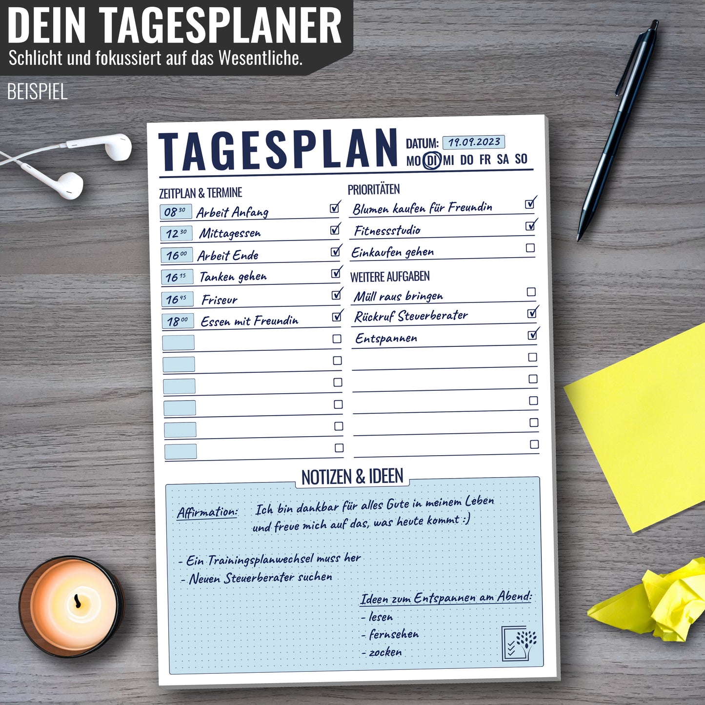 TAGESPLANER - Erfolgreicher Tag vorprogrammiert
